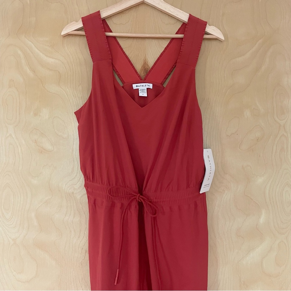 NWT Savannah Jumpsuit from Athleta, currant red, size 6